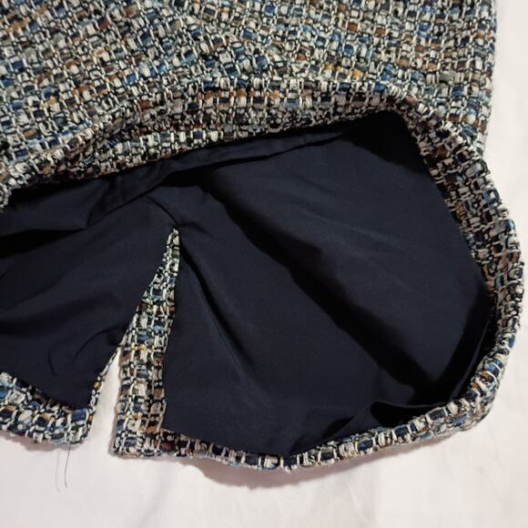 Talbots 8 Wool Blend Knee Length Grey/Multicolor Geometric Plaid Skirt Lined - Picture 6 of 10